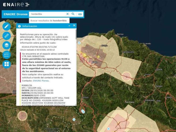 Aplicación ENAIRE Drones, herramienta para consultar permisos para volar drones